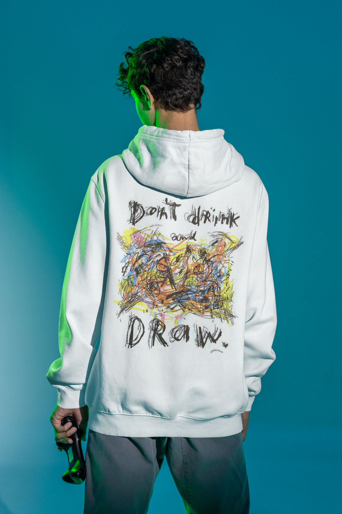 Dont Drink and Draw Mens White Hoodie