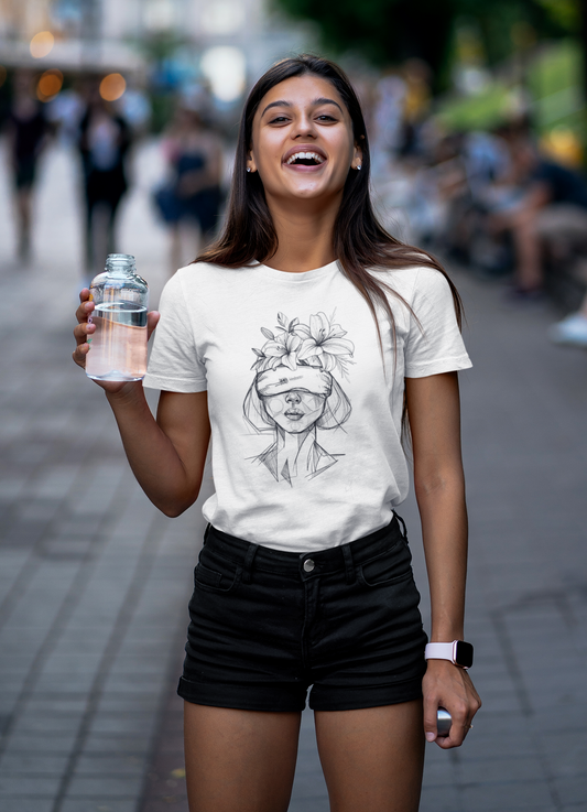 Blindfold Women Sketch T-Shirt
