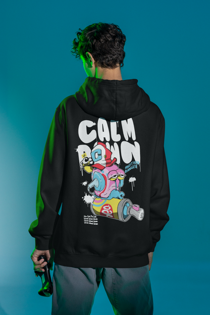 Calm Down Back Mens Black Hoodie