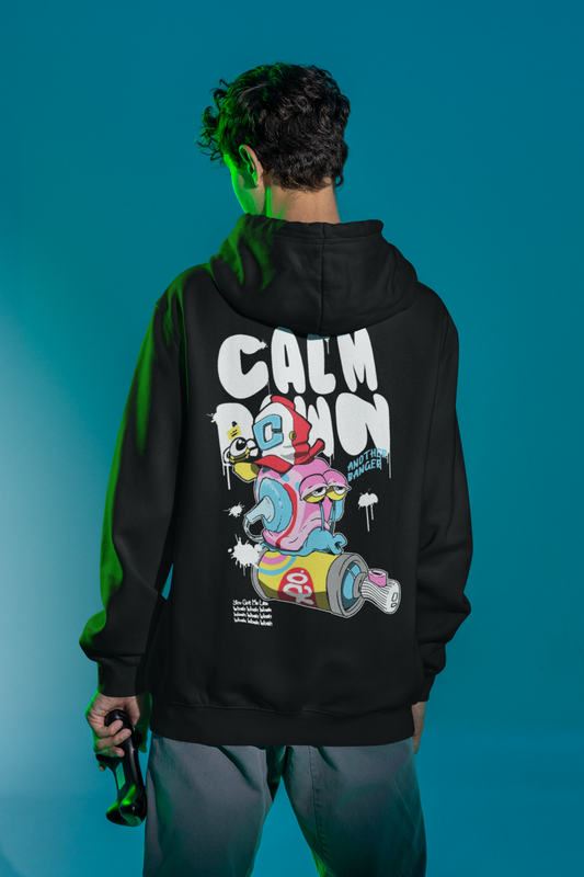 Calm Down Back Mens Black Hoodie