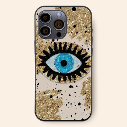 Iphone Cover with Graphic of Golden Evil eye for Iphone 16 , Iphone 15 , 14 & 13
