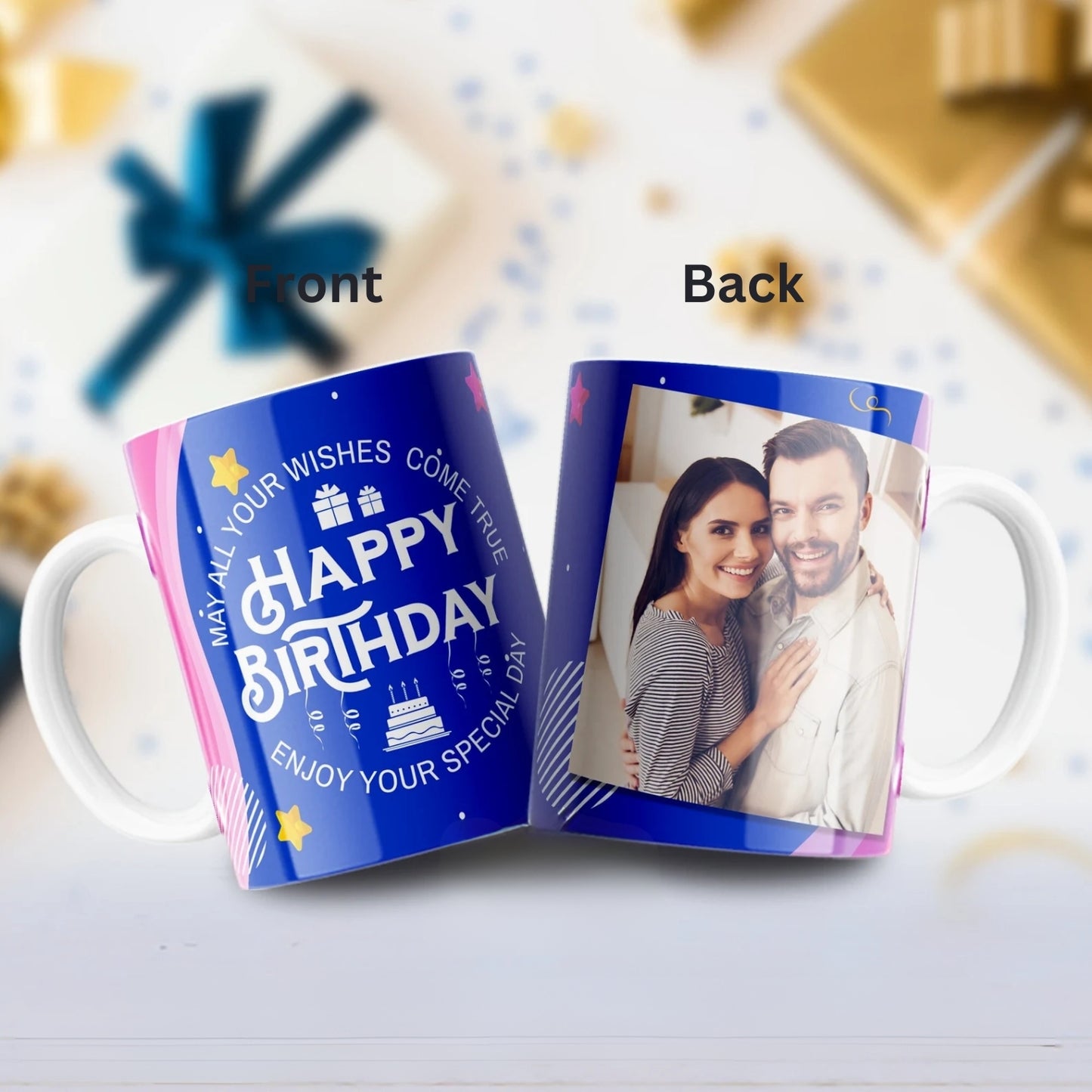 Happy Birthday Blue Photo Mug