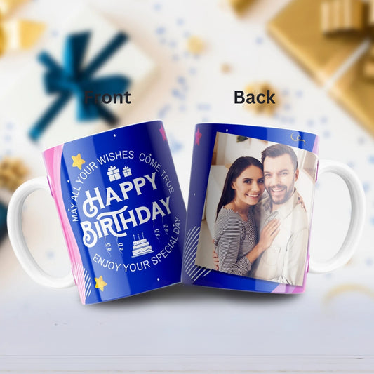 Happy Birthday Blue Photo Mug