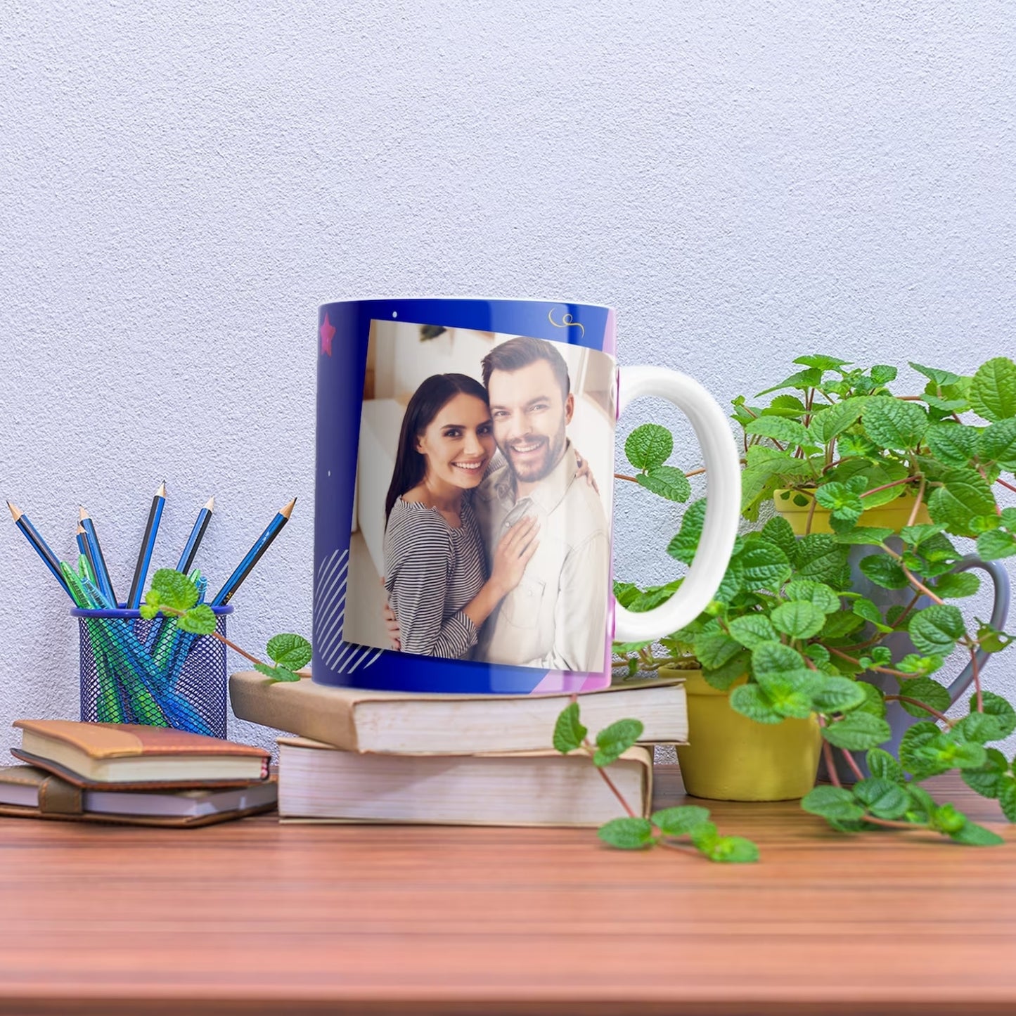 Happy Birthday Blue Photo Mug