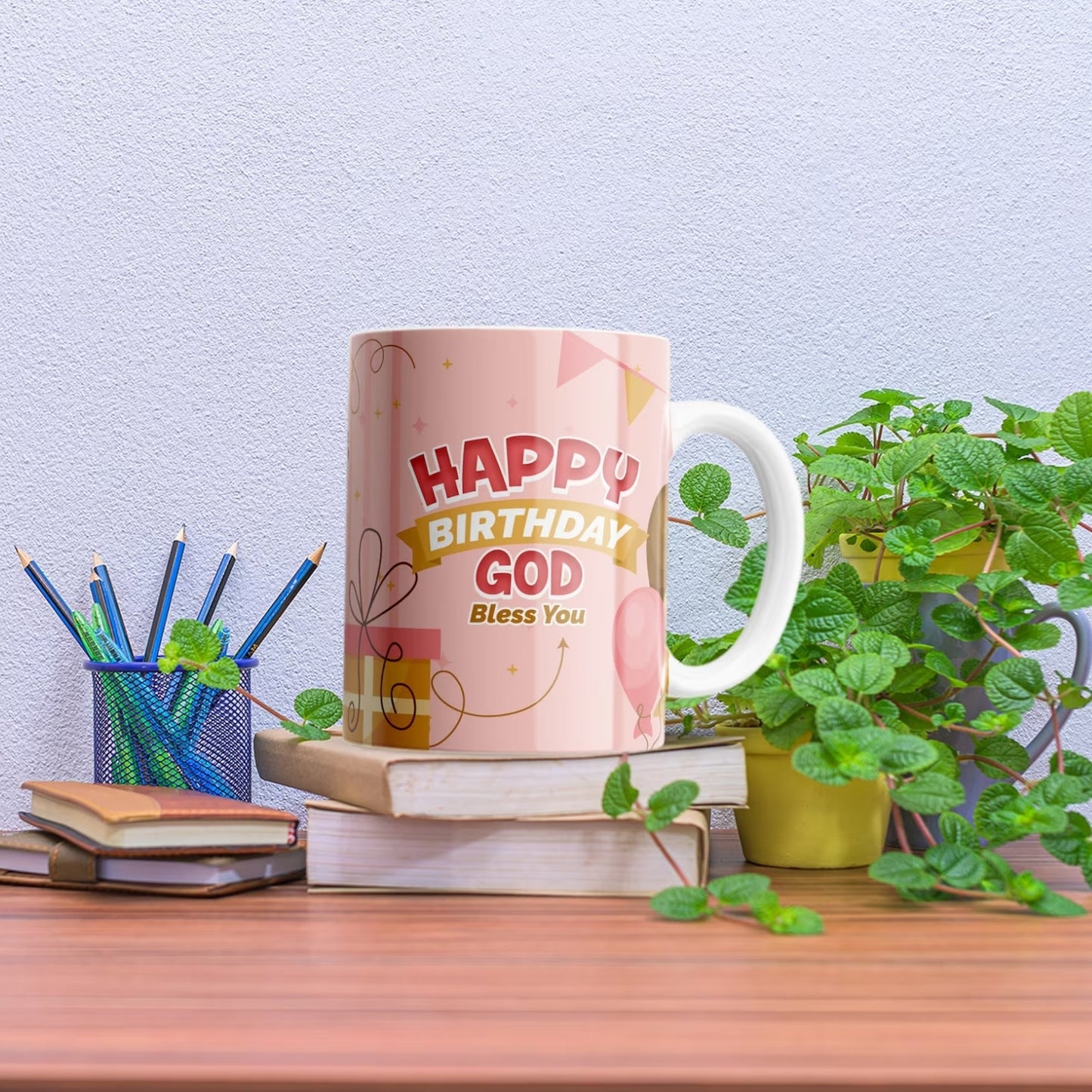 Happy Birthday God Bless Photo Mug