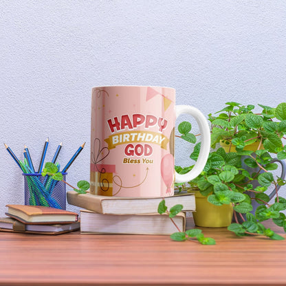 Happy Birthday God Bless Photo Mug