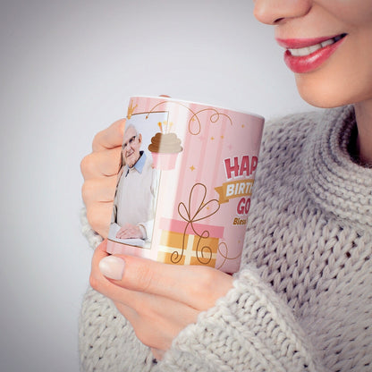 Happy Birthday God Bless Photo Mug