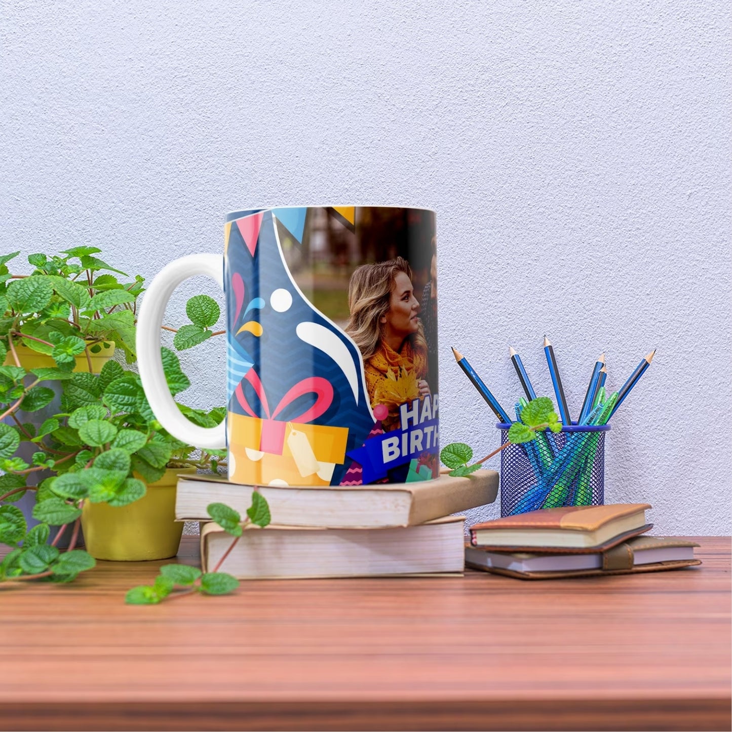 Happy Birthday Multicolor Photo Mug