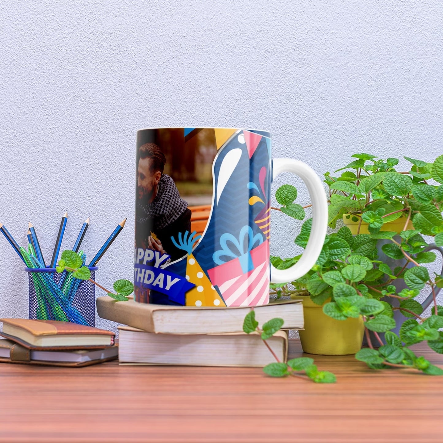 Happy Birthday Multicolor Photo Mug