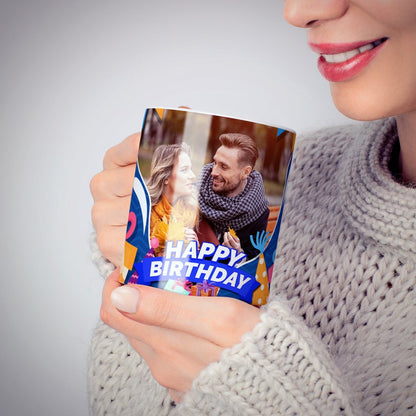 Happy Birthday Multicolor Photo Mug