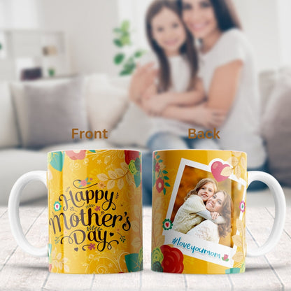 Happy Mothers Day Yellow Personalized Photo Mug