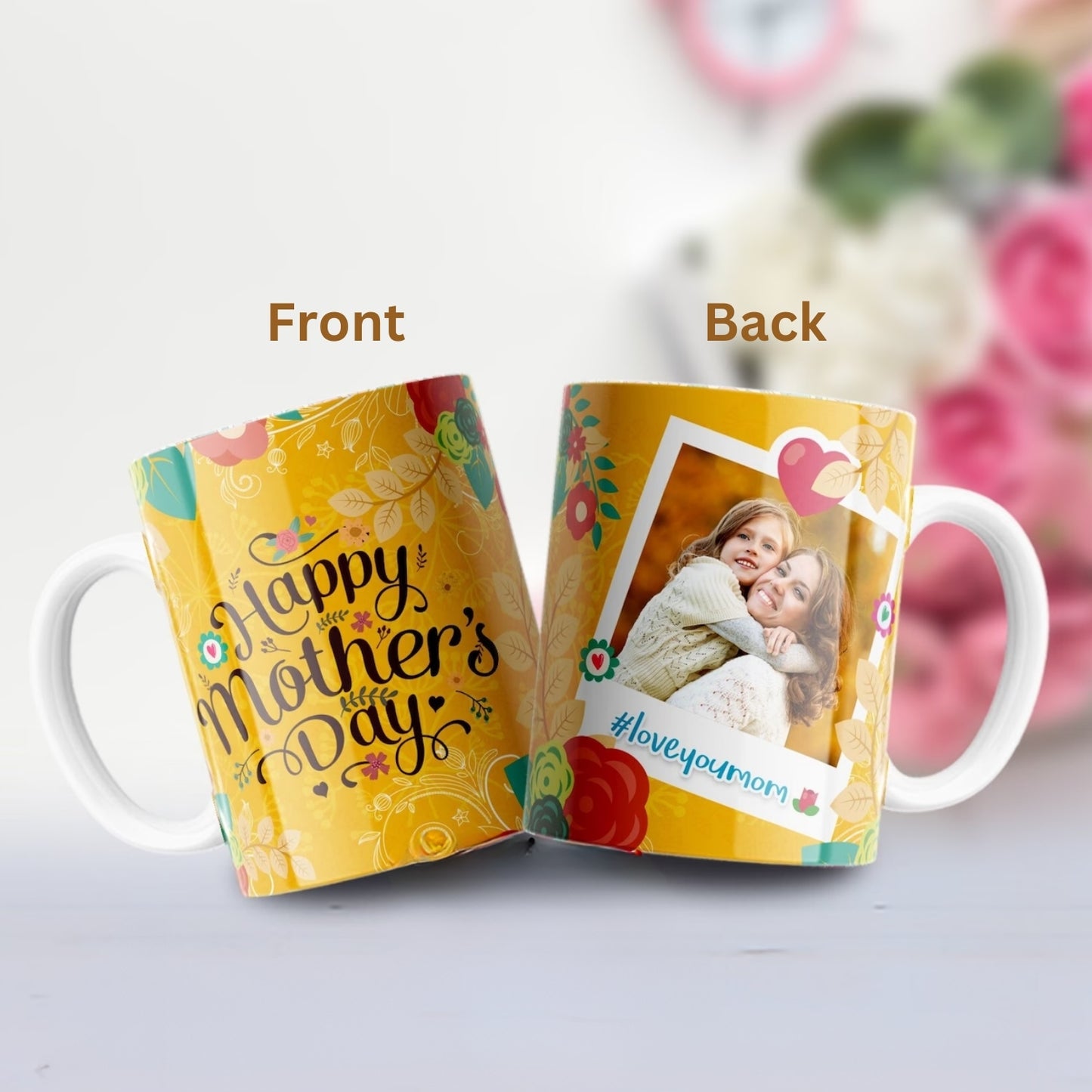 Happy Mothers Day Yellow Personalized Photo Mug
