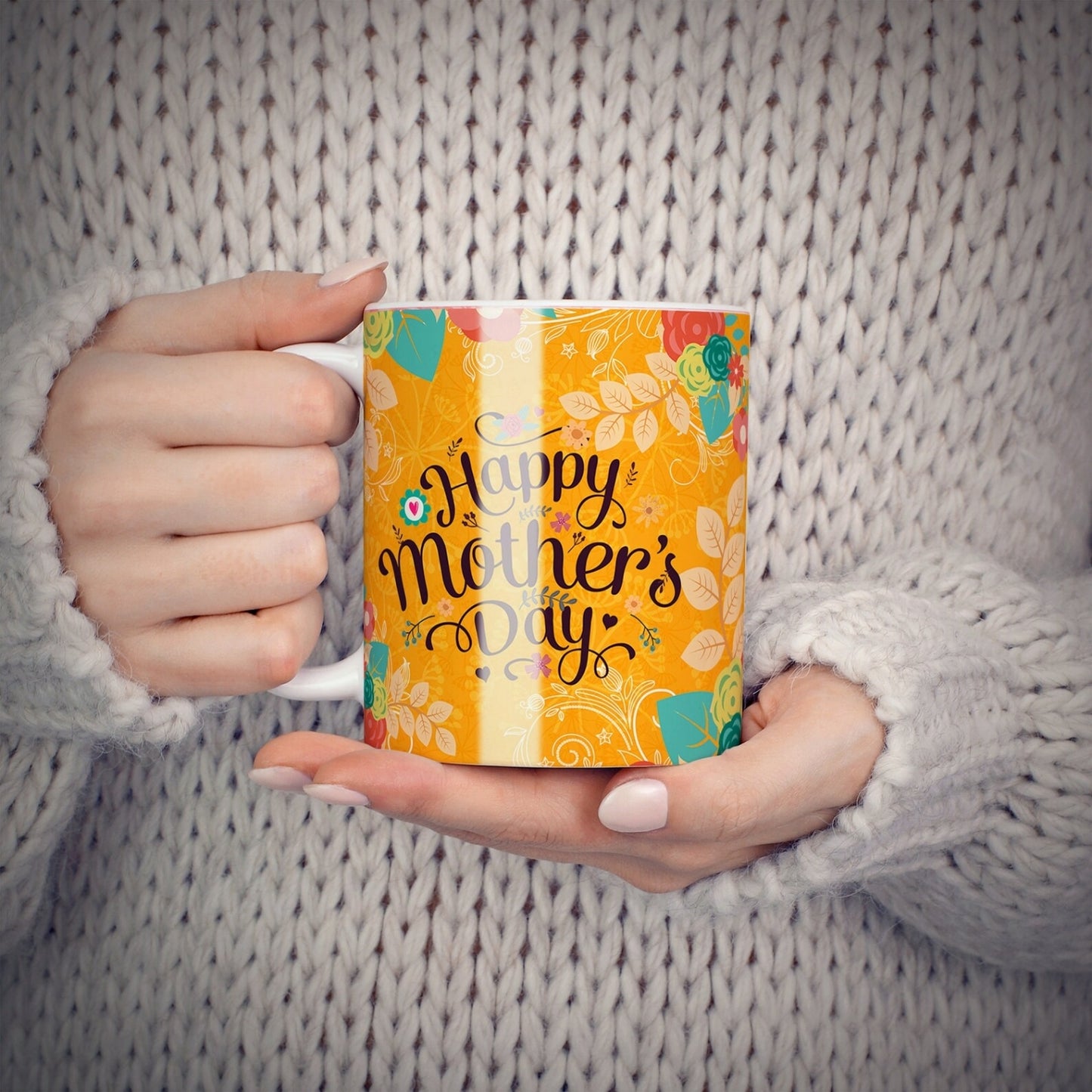 Happy Mothers Day Yellow Personalized Photo Mug
