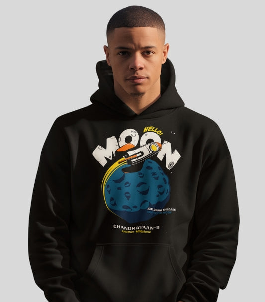 Hello Moon Mens Black Hoodie