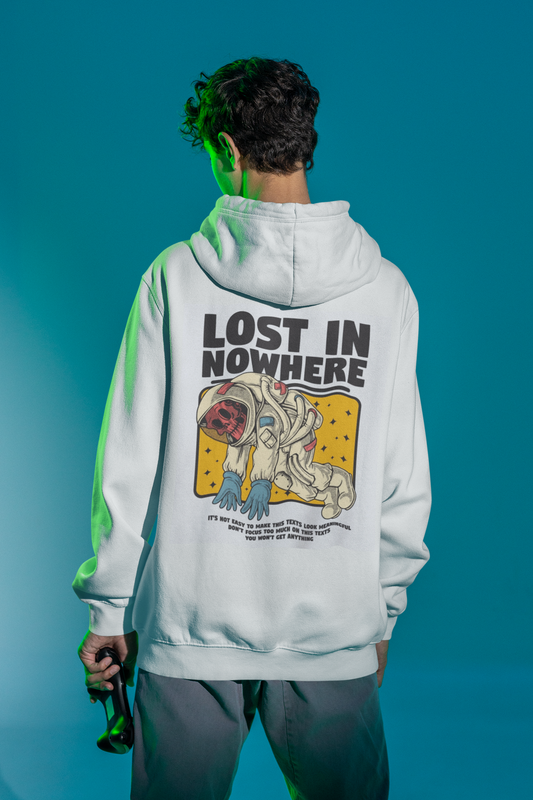 Lost In now here Mens White Hoodie