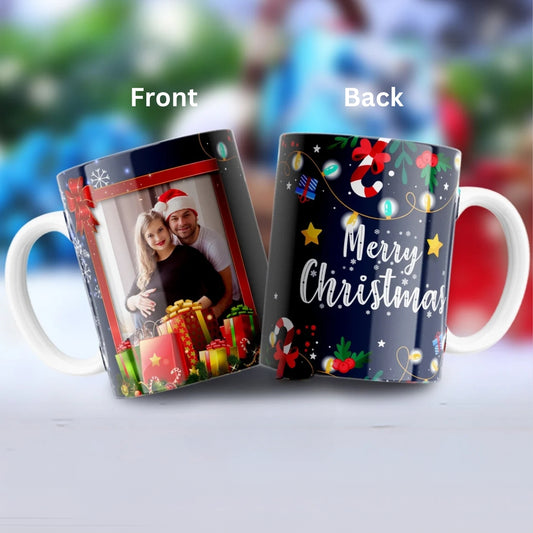 Merry Christmas Lights Personalized Photo Mug