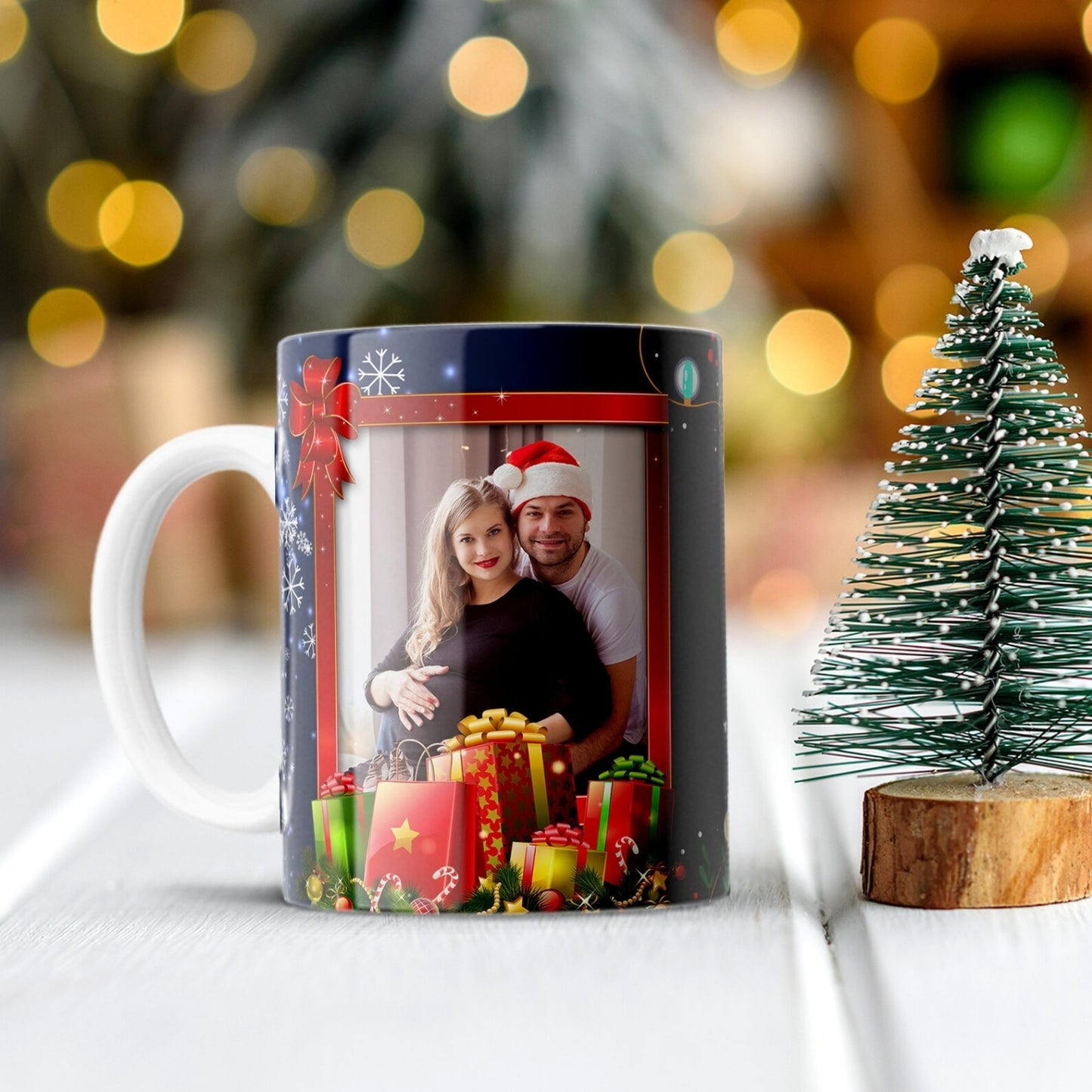 Merry Christmas Lights Personalized Photo Mug