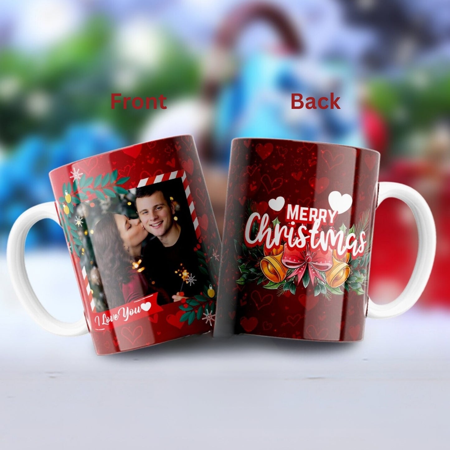 Merry Christmas Red Personalized Photo Mug