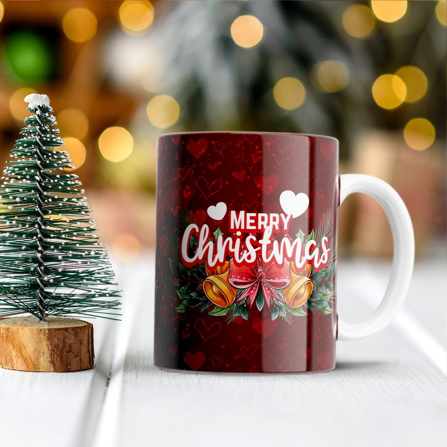 Merry Christmas Red Personalized Photo Mug