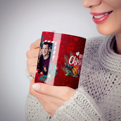 Merry Christmas Red Personalized Photo Mug