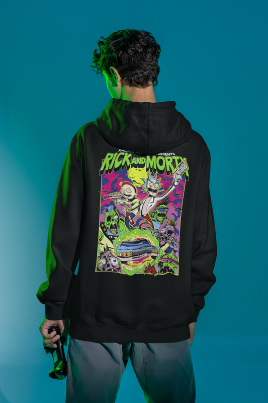 Rick And Morty Back Mens Black Hoodie