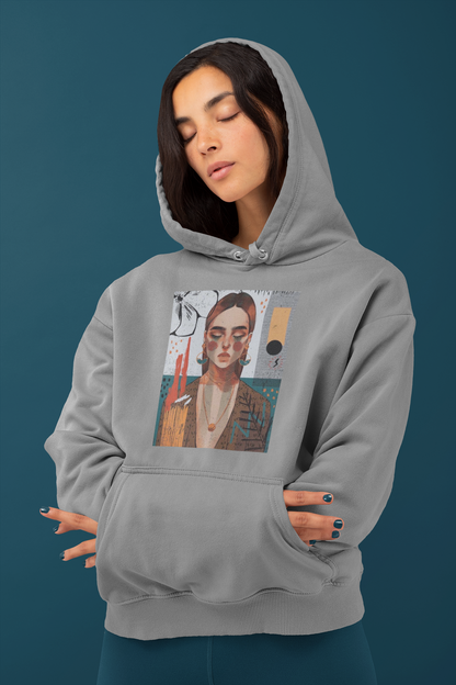 Women Art Grey Hoodie