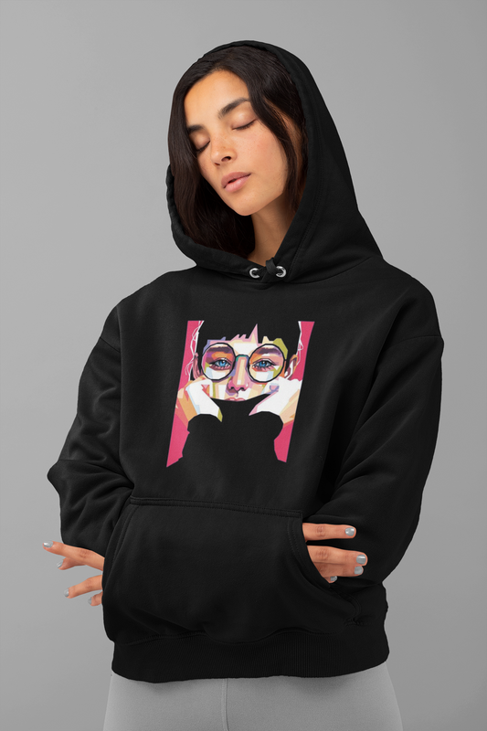 Women In Glasses Color Hoodie