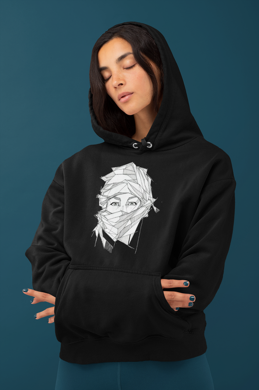 Women In mask Hoodie - Black