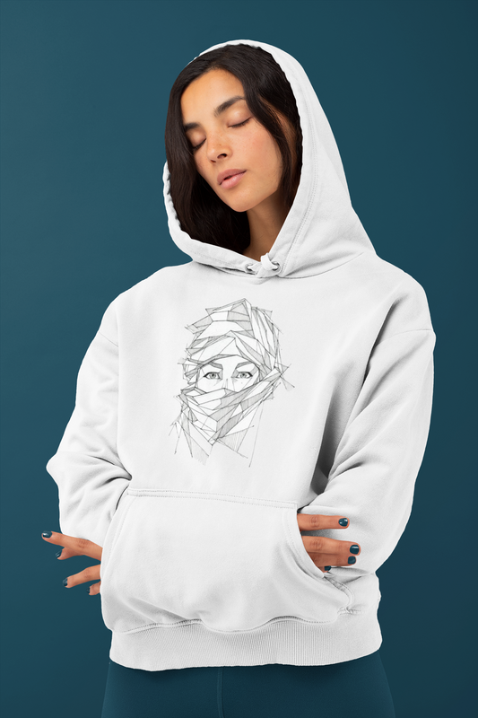 Women In mask Hoodie - White
